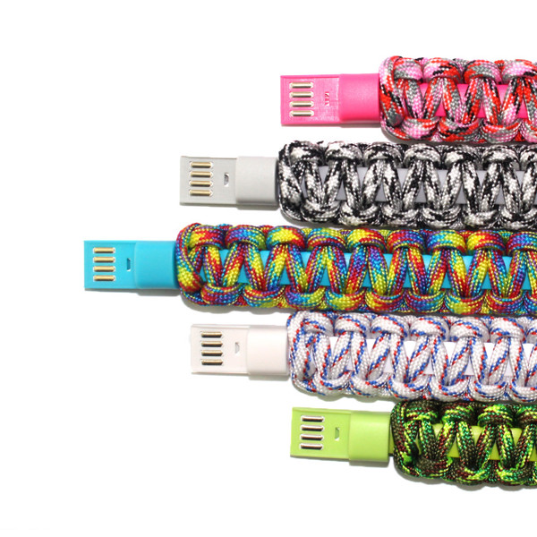USB rechargeable paracord bracelet UC064 - BLACK