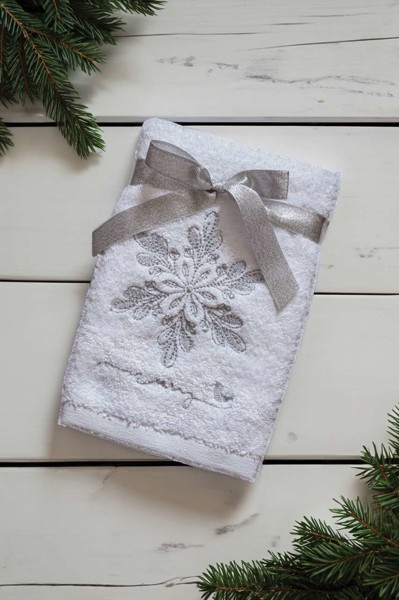 Olima Christmas Towel - Snowflake - Grey