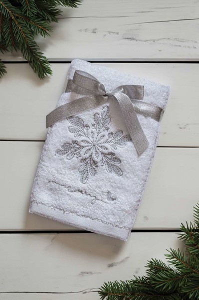 Olima Christmas Towel - Snowflake - White