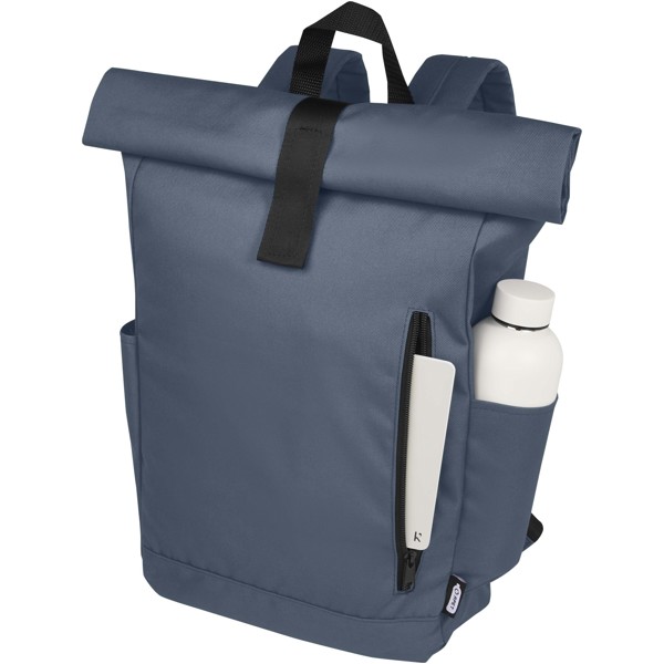 Sac à dos Byron de 18 L en RPET GRS 15,6" avec dessus enroulable - Bleu hale