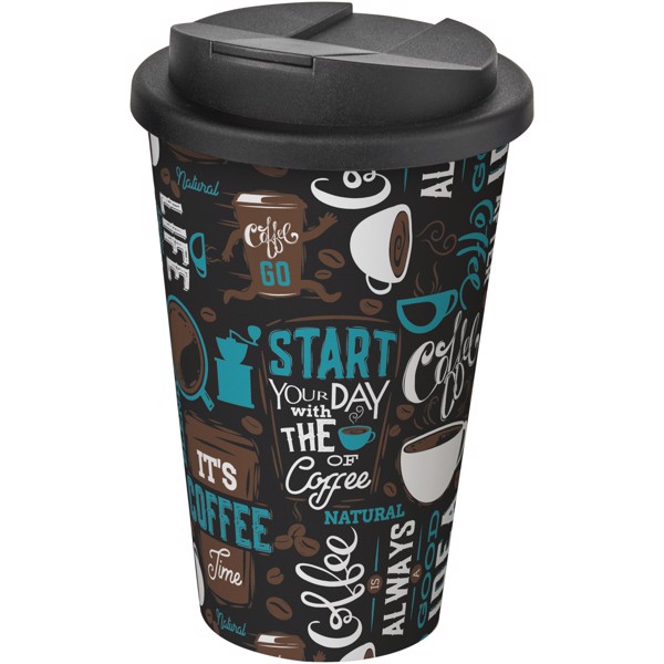 Termohrnček Brite-Americano® 350 ml s uzáverom odolným proti vyliatiu - Biela / Jednofarebná čierna