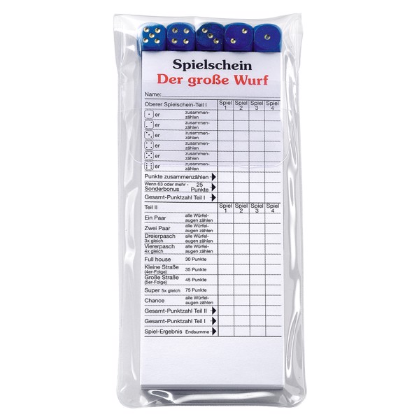 Würfelspiel "Der Große Wurf" Im Etui - Weiss