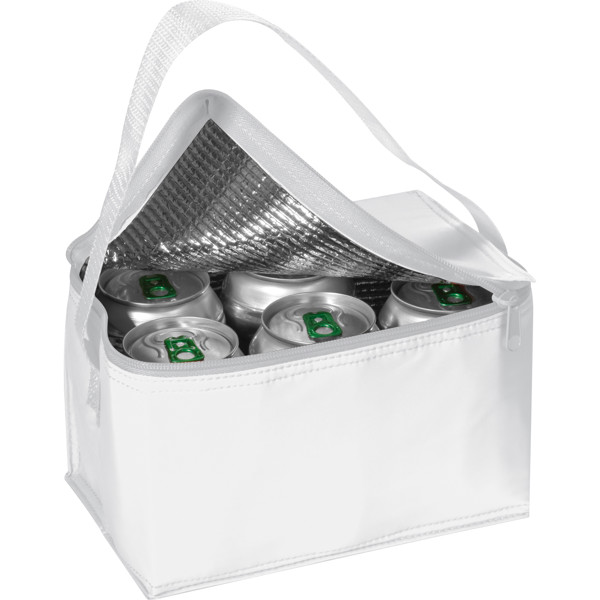 Mini polyester cooler bag for 6 cans ROXANNE - White