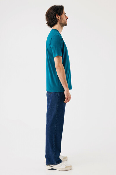 Tričko IQONIQ Brett z recykl. bavlny - Dark Teal / XS