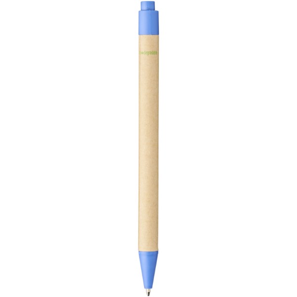 Stylo bille en carton recyclé et plastique de maïs Berk (encre noire) - Bleu