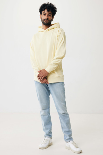 Mikina s kapucí a bočními kapsami Iqoniq Yengo z rec. bavlny - Cream Yellow / L