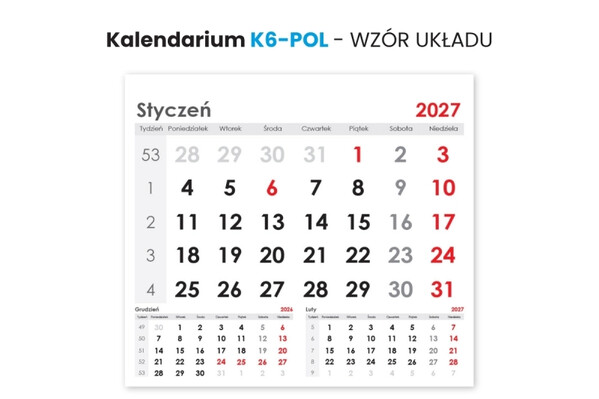 Kalendarz biurkowy spiralowany standard