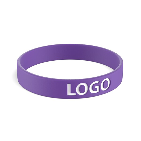 Customised silicone wristbands (12mm width) - Vibrant Purple / 20x1.2x0.2cm