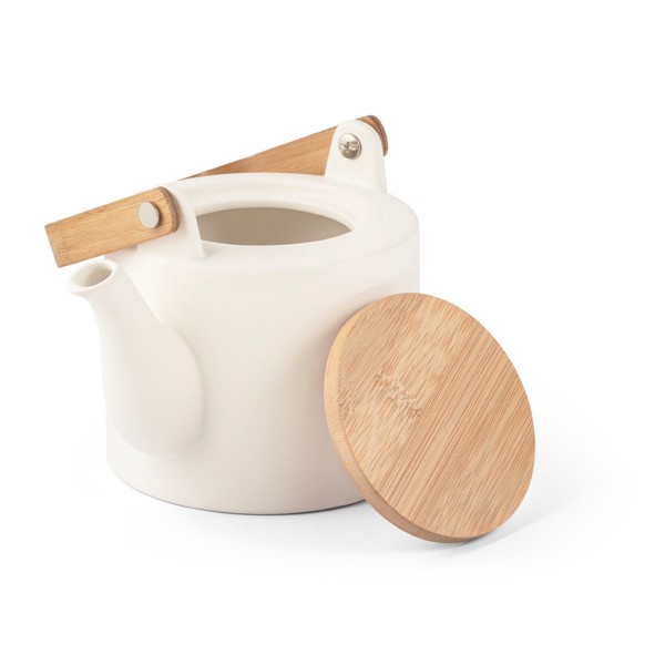 PS - GLOGG. 700 mL ceramic teapot with bamboo lid