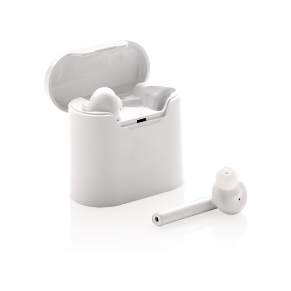 Liberty wireless earbuds in charging case - White