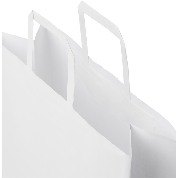 Kraftpapiertasche 80-90 g/m² mit flachen Griffen – groß - weiss