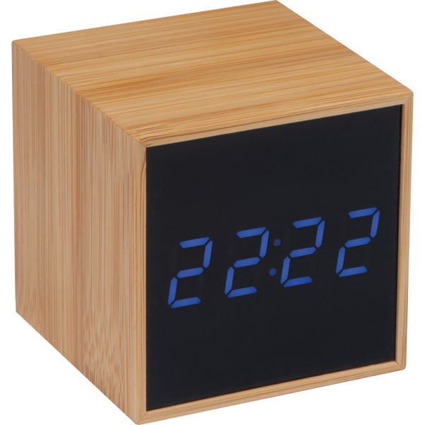 Desk clock with black display and blue LED display EILEEN - Beige