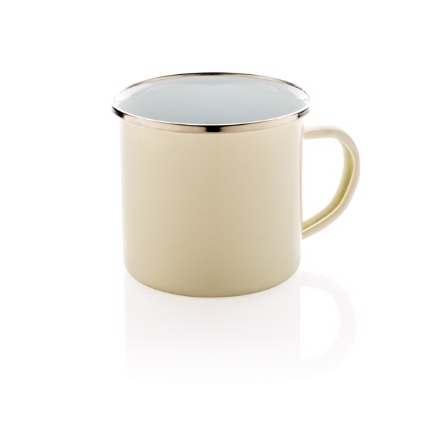 Xd Collection enamel mug, 350 ml carbon steel - White