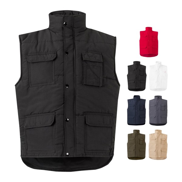 VL MEFITIS. Colete acolchoado multibolsos (220g/m²), em poliéster (100%) - Branco / 2XL