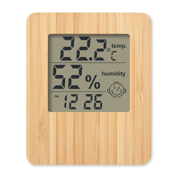 Suncity weather station bamboo, clock, humidity
