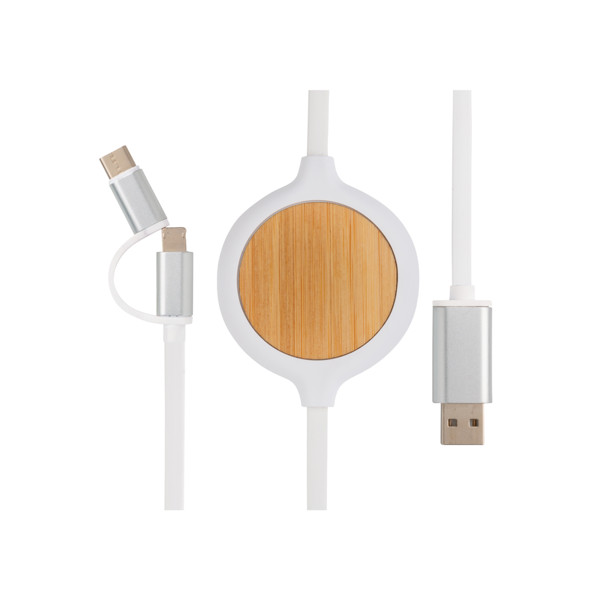 XD - 3-in-1 cable with 5W bamboo wireless charger