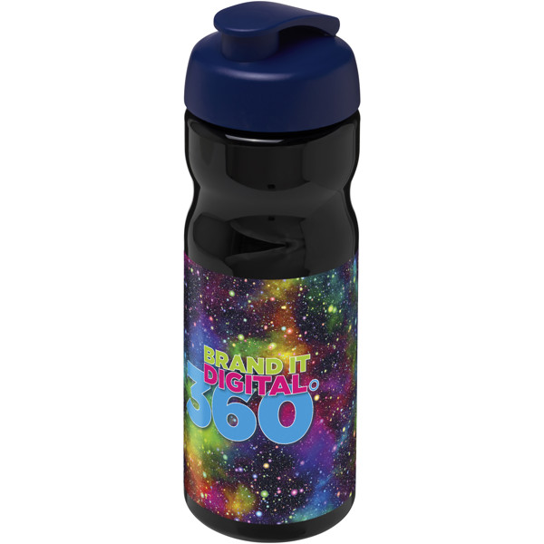 Bouteille de sport H2O Active® Base 650ml avec couvercle à clapet - Noir / Bleu