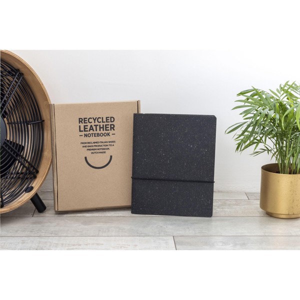 Recycled Leather Refillable Paper Notebook A5 - Black