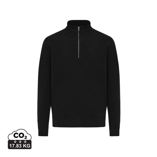 IQONIQ Elgon recycled cotton quarter zip sweater - Black / 4XL