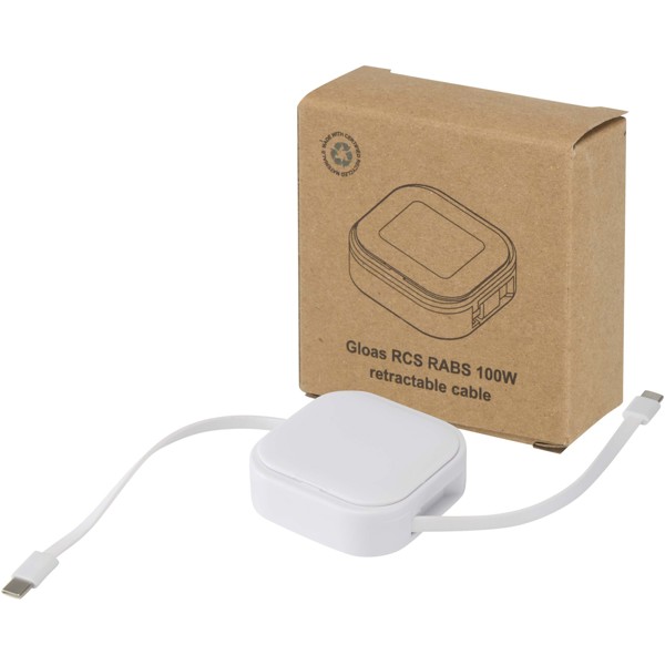 Cable retráctil reciclado 5 en 1 para sincronización de datos y carga rápida de 100 W con kit de herramientas para smartphone - Blanco
