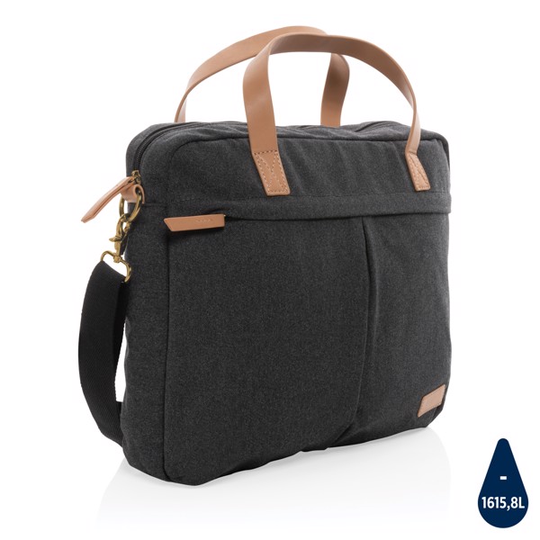 Impact AWARE™ torba za laptop od recikliranog platna 16 oz - Crna