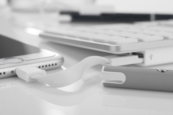 Ball pen with USB cable CHARGE - grey