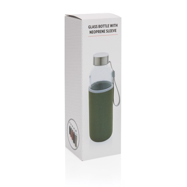 Glass bottle with neoprene sleeve - Green