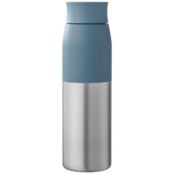 Bouteille Borealis à couvercle à torsion en acier inoxydable recyclé - 650 ml - Bleu clair / Jet d’encre 4 couleurs