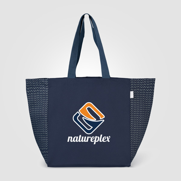 Toronto - 8 oz. Recycled Cotton Chevron Tote Bag - Navy Blue / Heat transfer