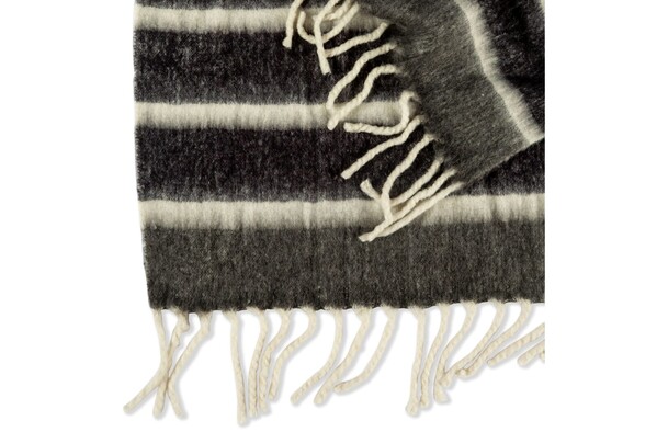 Kosta Linnewäfveri Plaid en Laine à Rayures - Gris foncé