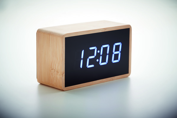 LED alarm clock bamboo casing Miri Clock