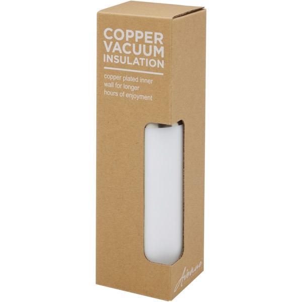 Garrafa de 540 ml de cobre isolada a vácuo em aço inoxidável com tampa de bambu "Hulan" - Branco