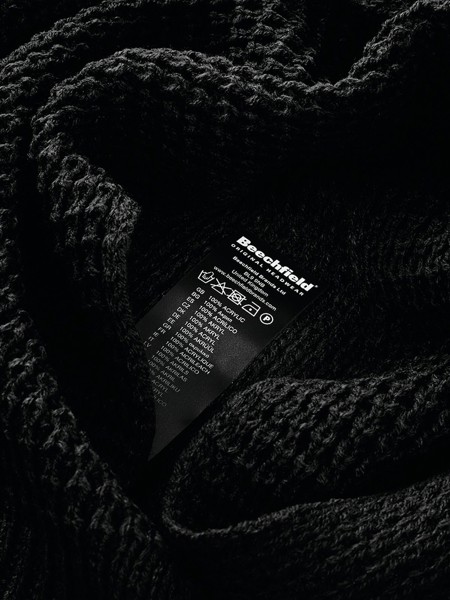 Classic Waffle Knit Scarf - Black