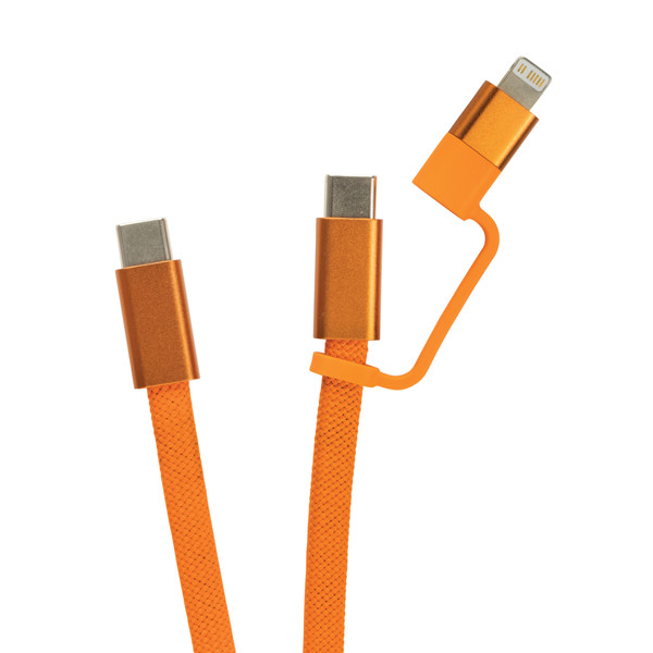 Ultra tenký magnetický nabíjecí kabel 60W 2 v 1 - Oranžová