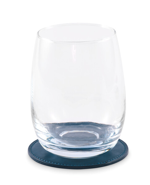 Sous-verre rond en PU Posa - Bleu Marine