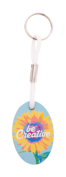 Porte-clés personnalisé Woody Plus B - Blanc / Naturelle