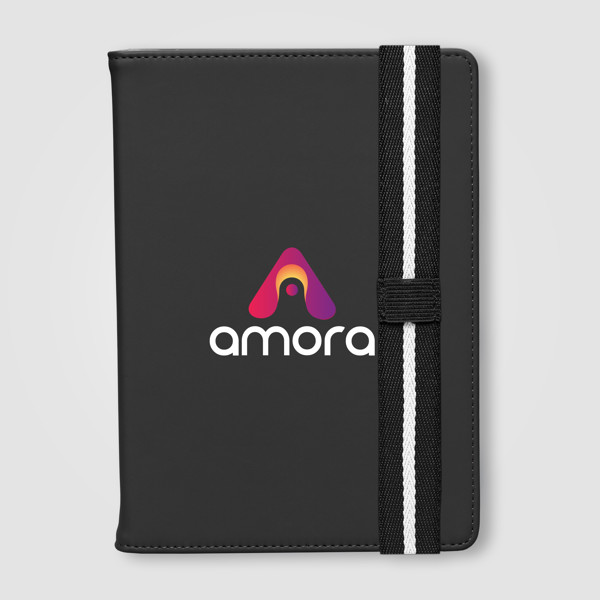 Newport Recycled Chevron Refillable Journal - A5 - Black / 4 Colour inkjet