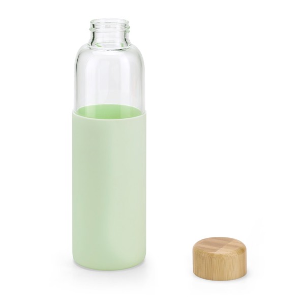 DAKAR. Bamboo and borosilicate glass bottle 600 mL - Light Green