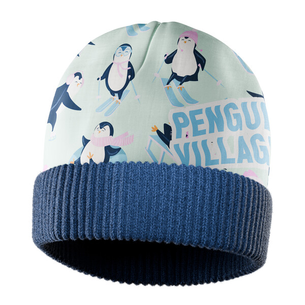Full colour polyester beanie with acrylic inside and ribbed 2*1 cuff - Kids