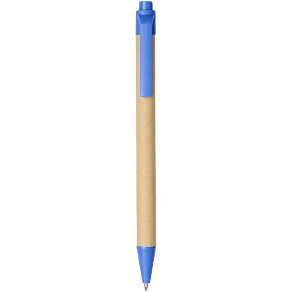 Penna a sfera Berk in cartone riciclato e plastica derivata dal mais (inchiostro nero) - Blu