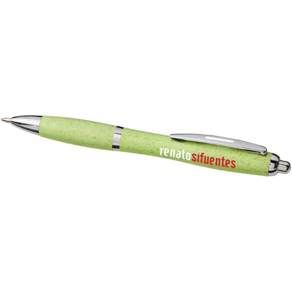 Nash kuličkové pero z pšeničné slámy se špičkou z chromu - Zelená