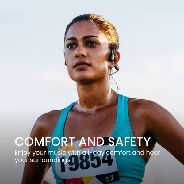 Shokz OpenRun USB-C Mini, Bluetooth headphones in front of the ears