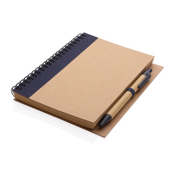 Kraft spiral notebook with pen - Blue