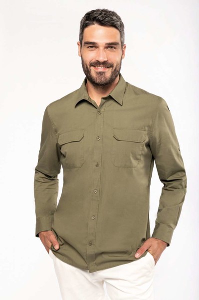 Men's Long-Sleeved Safari Shirt - White / XL