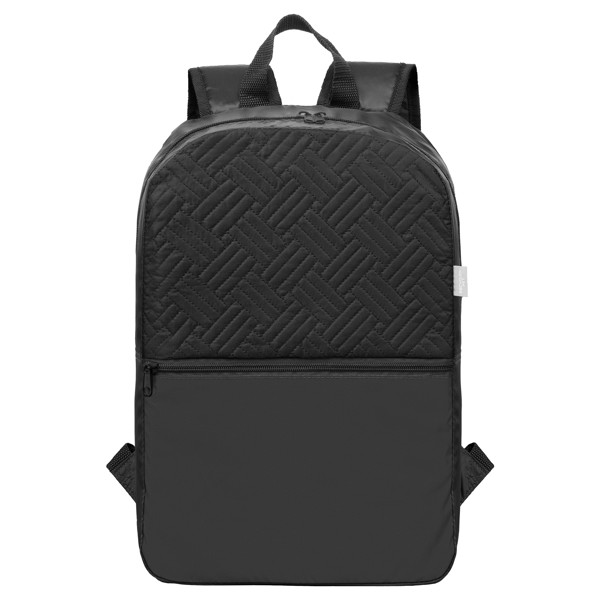 Sora Recycled 210D Polyester Quilted Backpack - 13L - Black / Heat transfer