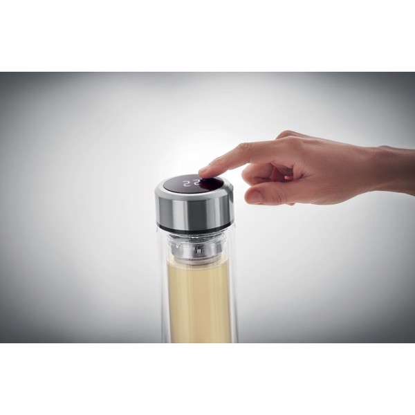 Bottle with touch thermometer Pole Glass