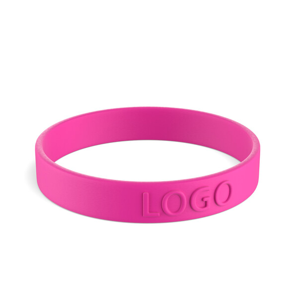 Customised silicone wristbands (12mm width) - Deep Pink / 18x1.2x0.2cm