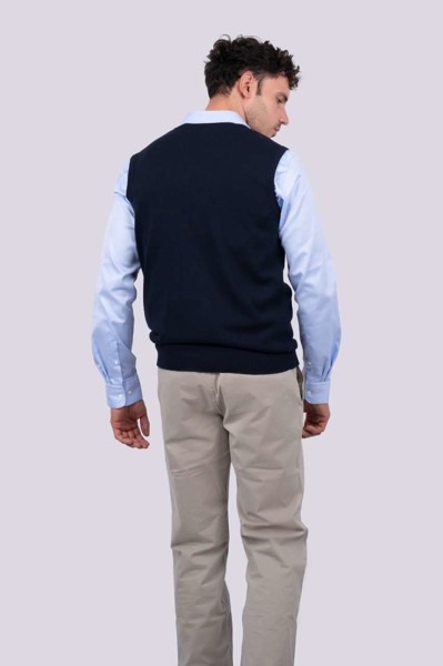 Men’S V-Neck Sleeveless Pullover Fine Gauge Cotton - Black / S