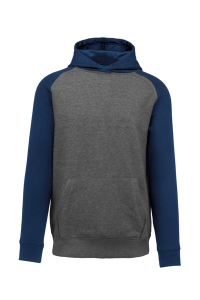 Kids' Two-Tone Hooded Sweatshirt - Grey Heather / Sporty Navy / 8/10