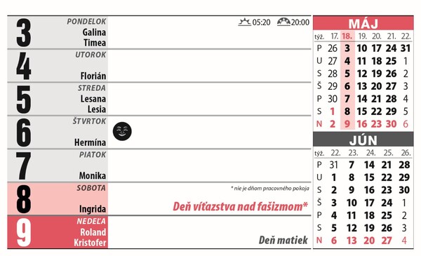 Stolový Kalendár Riadkový S Veľkými Písmenami 2027